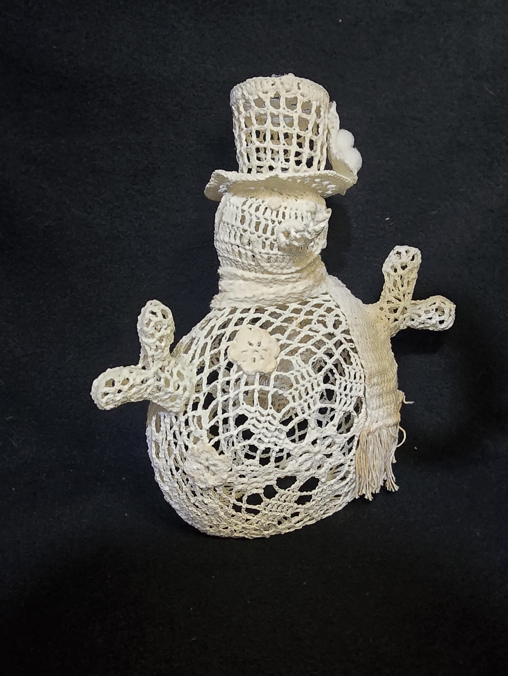 Handmade Crochet Snowman Decor - Cream Accent